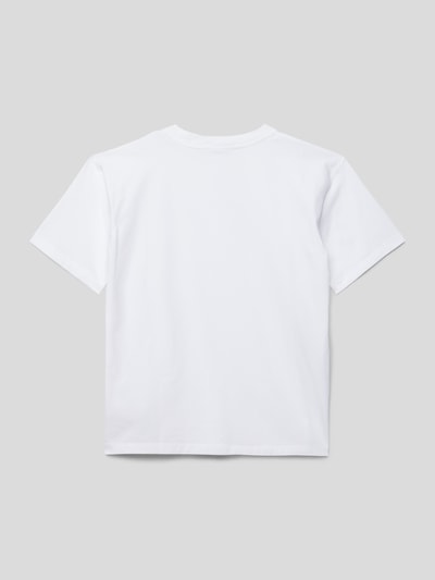 Calvin Klein Jeans T-shirt met labelstitching, model 'RAISED' Wit - 3