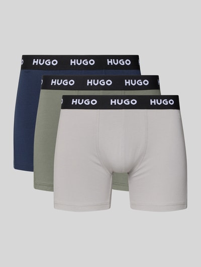Produktfoto, Skinny Fit Trunks aus Baumwoll-Mix im 3er-Pack von HUGO, Optik: Unifarben, Passform: Skinny-Fit, Label-Schriftzug, elastischer Logo-Bund, Multipack:3er-Pack, Materialverarbeitung: Stretch, Material: Baumwoll-Mix
