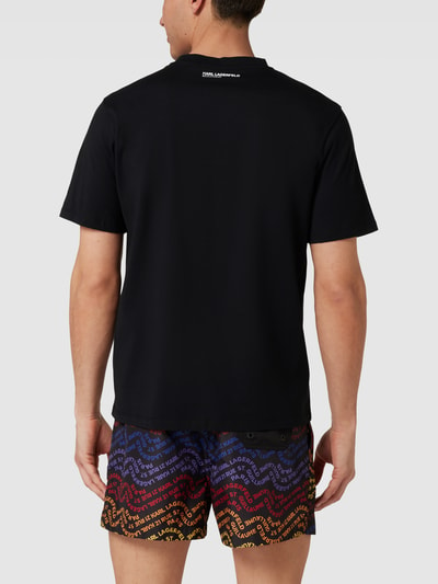 Karl Lagerfeld Beachwear Relaxed Fit T-Shirt mit Logo-Print Modell 'WAVE LOGO' Black 5