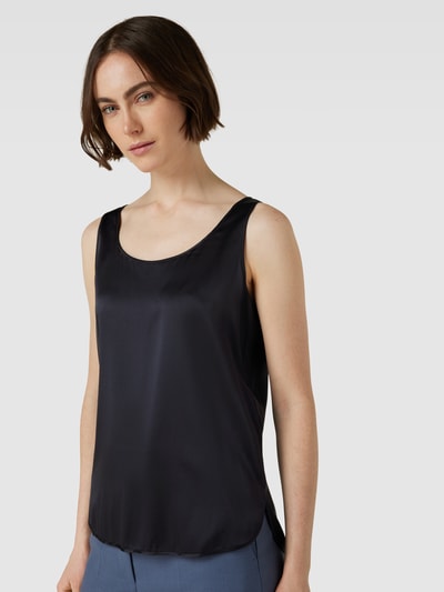 MaxMara Leisure Seidentop im unifarbenen Design Modell 'PAN' Dunkelblau 3