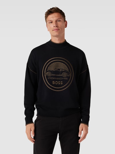 BOSS Strickpullover mit Label-Stitching - Porsche X Boss Collection Black 4