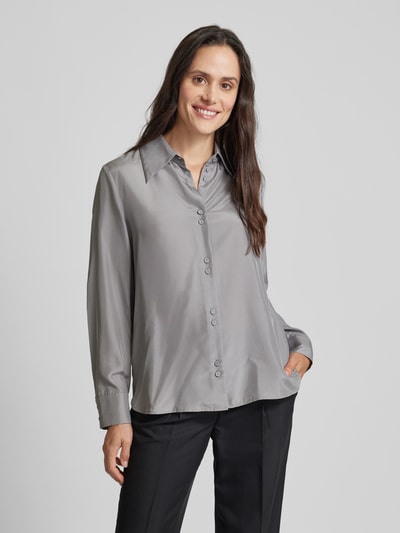 Luisa Cerano Overhemdblouse van pure zijde met deelnaden Zilver - 4