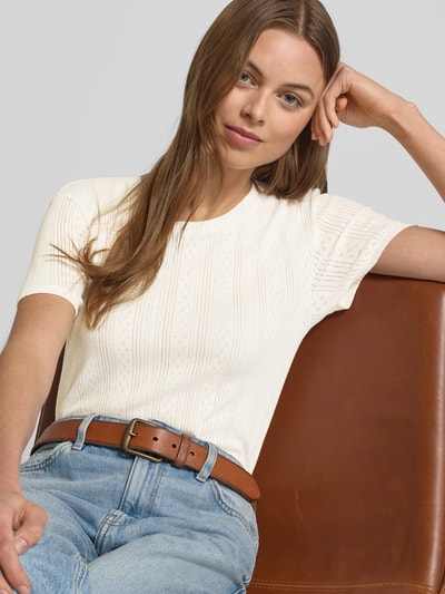 Vero Moda T-shirt o kroju slim fit z czystej bawełny model ‘LISA’ Biały 3