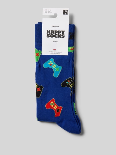 Happy Socks Sokken met motiefstitching, model 'CONTROLLER' Koningsblauw - 3
