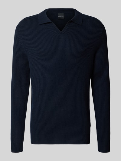 bugatti Gebreide pullover met polokraag Marineblauw - 2