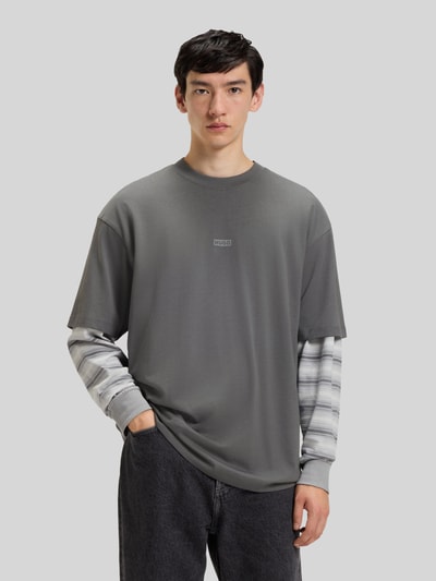 Hugo Blue Loose Fit T-Shirt aus reiner Baumwolle Modell 'NALONO' Mittelgrau 4