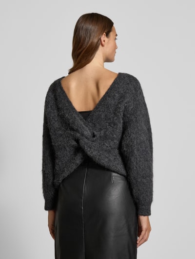 Bash Sweter z dzianiny z prążkowanymi wykończeniami Antracytowy 5