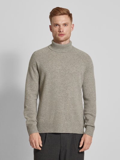 CK Calvin Klein Sweter z wełny z detalem z logo Jasnoszary melanż 4