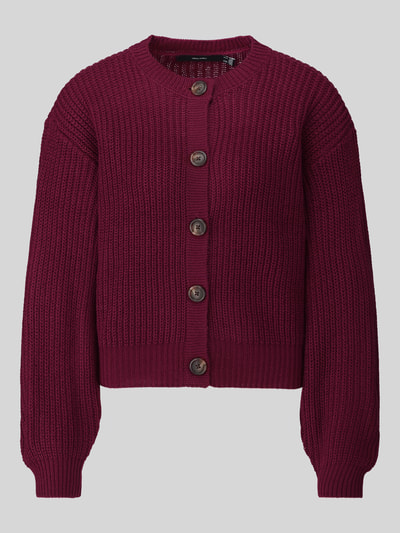 VERO MODA Loose fit gebreid jack met enkelrijige knoopsluiting model 'LEA' Donkerrood - 2