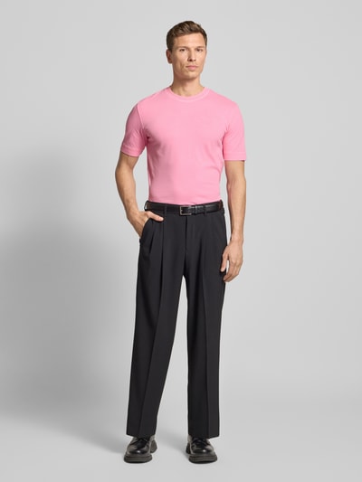 Drykorn T-shirt met geribde ronde hals Felroze - 1