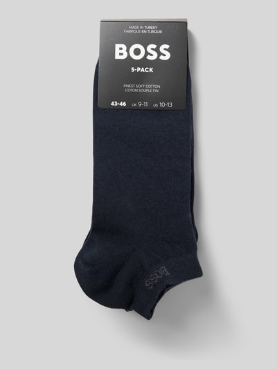 BOSS Sneakersocken mit Label-Schriftzug im 5er-Pack Modell 'Uni Color' Dunkelblau 3