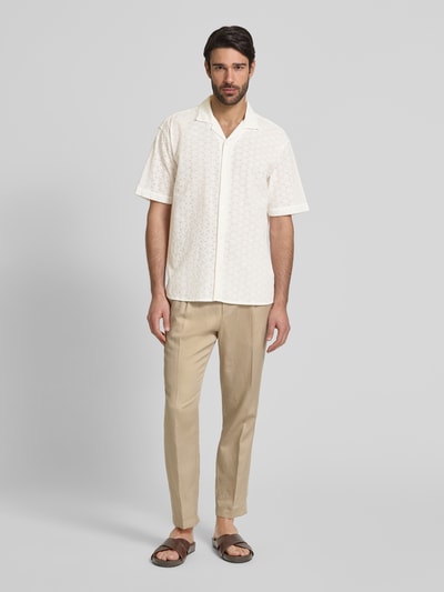 MCNEAL Regular fit vrijetijdsoverhemd met broderie anglaise Offwhite - 1