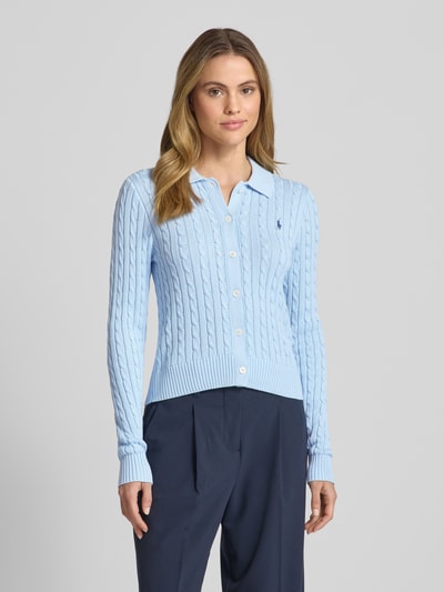 Polo Ralph Lauren Cardigan mit Zopfmuster Hellblau 4