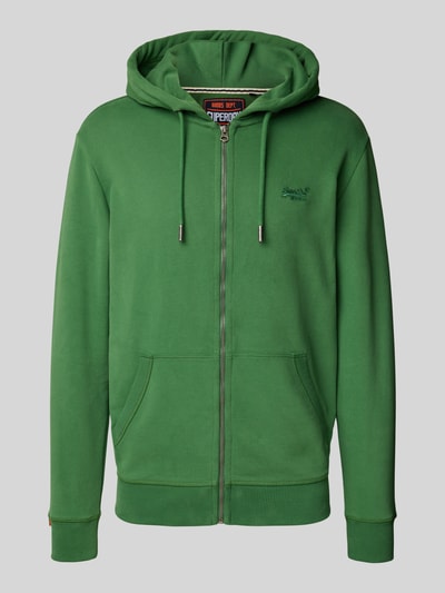 Superdry Bluza rozpinana z kieszenią kangurką i wyhaftowanym logo Ciemnozielony 2