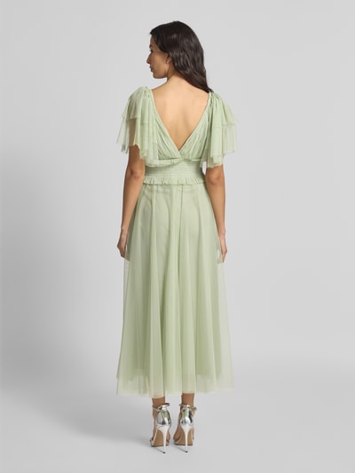 LACE & BEADS Knielange cocktailjurk met V-hals Lichtgroen - 5