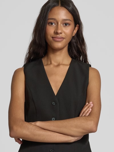 Pieces Regular fit gilet met 4-knoopssluiting, model 'BOZZY' Zwart - 3