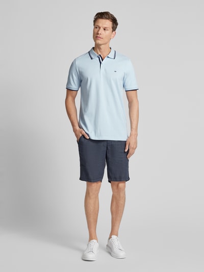 Fynch-Hatton Regular Fit Poloshirt mit Kontraststreifen Hellblau Melange 1