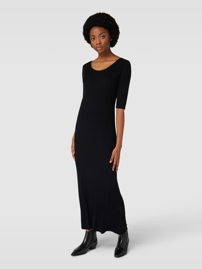 Cinque Gebreide jurk van een viscosemix met 3/4-mouwen, model 'ADARA' Zwart - 1