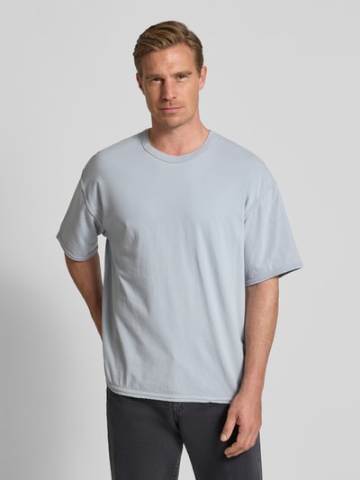 American Vintage T-shirt met geribde ronde hals, model 'FAZY' Lichtgrijs - 4