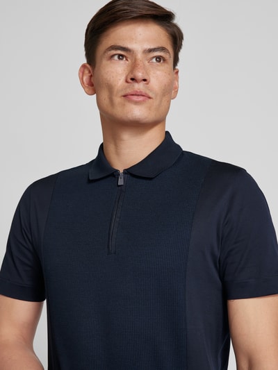 BOSS Slim fit poloshirt met ritssluiting Marineblauw - 3