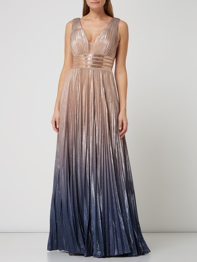 Luxuar Abendkleid mit Plisseefalten und Ombré  Metallic Rosa 1