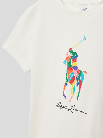 Polo Ralph Lauren Teens T-shirt z nadrukiem z logo Złamany biały 2