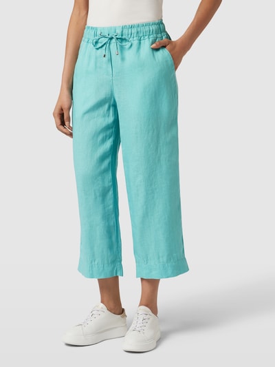 TONI Wide fit linnen broek in 3/4-lengte Turquoise - 4