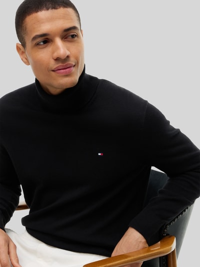 Tommy Hilfiger Regular Fit Rollkragenpullover aus Baumwoll-Kaschmir-Mix Black 3