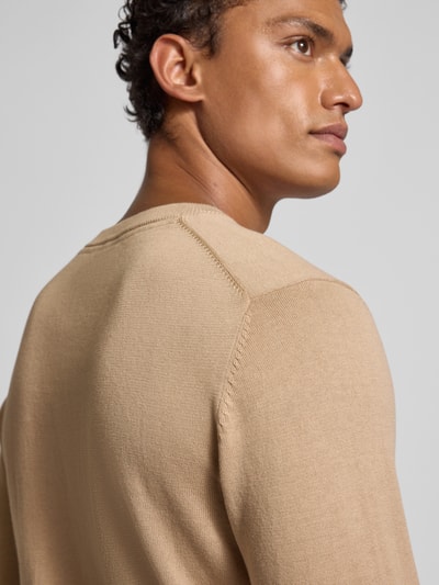 Casual Friday Strickpullover mit Rundhalsausschnitt Modell 'OSVALD' Beige 3