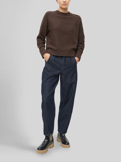 s.Oliver RED LABEL Pullover mit gerippten Bündchen Dunkelbraun 1