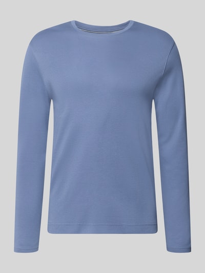 Produktfoto, shirt met lange mouwen met ronde hals van Christian Berg Men in blauw, puur katoen, slim fit, ruglengte maat M 70 cm
