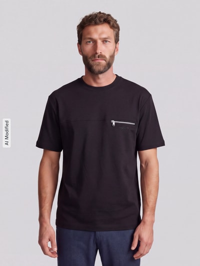 HUGO Regular Fit T-Shirt aus reiner Baumwolle Modell 'Derenn' Black 4