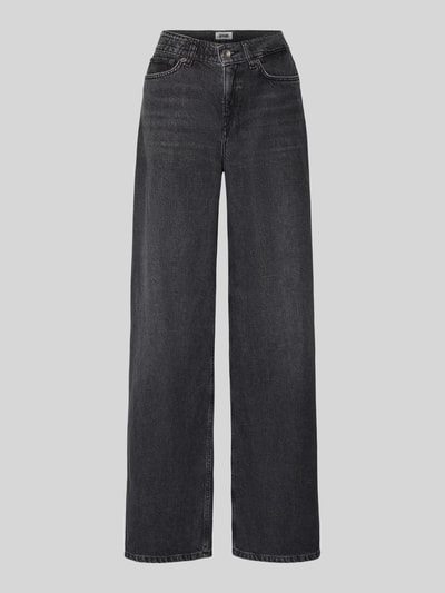 Produktfoto, Wide Leg Jeans Modell 'FLUNG' od Drykorn, mieszanka bawełny i lyocellu, wpuszczane kieszenie, szerokie nogawki, szaro-czarny odcień