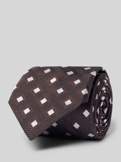 BOSS Stropdas van zijdemix Donkerbruin - 1