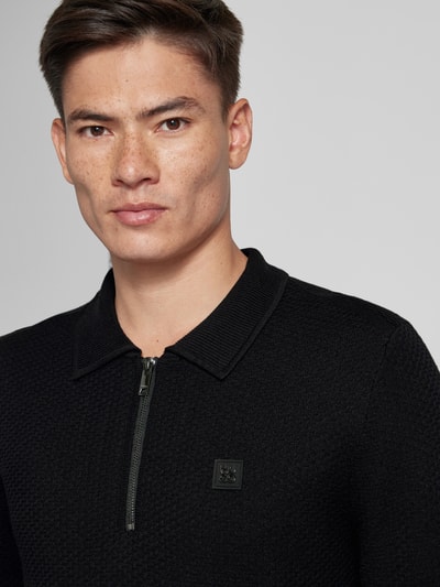 HUGO Regular fit poloshirt met structuurmotief, model 'Sastoon' Zwart - 3