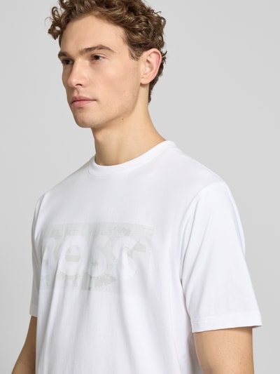 BOSS Green Regular Fit T-Shirt aus Baumwoll-Mix Modell 'TS_GLOBE LOGOPATTERN' Weiss 3
