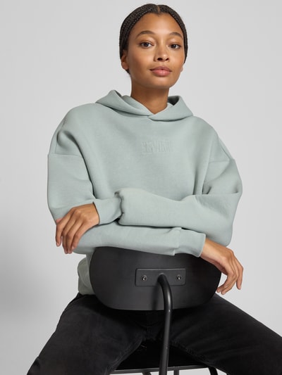 Review Hoodie met labelstitching Bleu - 3