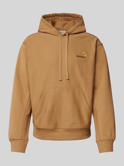 Carhartt Work In Progress Hoodie mit Label-Stitching Modell 'AMERICAN SCRIPT' Beige 2