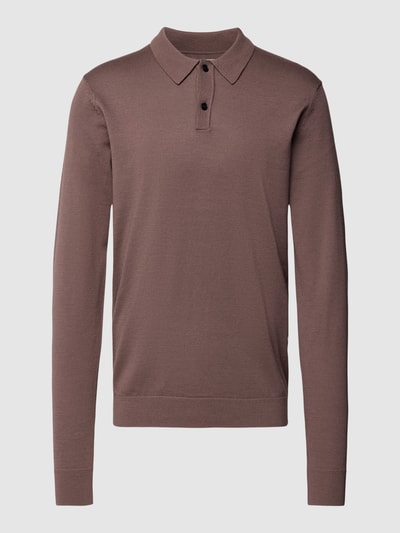 Selected Homme Strickpullover mit gerippten Abschlüssen Modell 'TOWN MERINO' Aubergine 2