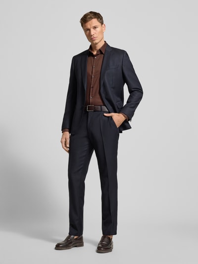 Jake*s Slim fit zakelijk overhemd van katoen met kentkraag Middenbruin - 1