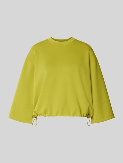 Produktfoto, Sweatshirt mit Tunnelzug Modell 'Tahani' von JOOP!, Damen Sweatshirt aus Material-Mix mit Modal-Anteil, Regular-Fit, Rundhalsausschnitt, 3/4-Arm, leuchtendes Gelb, glatte Oberfläche, lockere Silhouette
