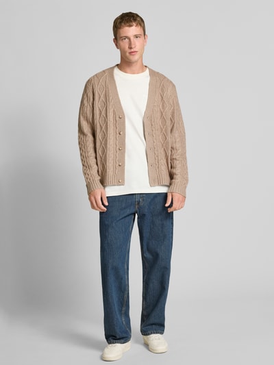 Levi's® Gebreid jack met kabelpatroon, model 'FUNGI HEATHER' Taupe - 1