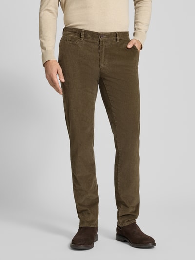 Brax Spodnie sztruksowe o kroju slim fit z kieszeniami z tyłu model ‘Fabio’ Szarobrązowy 4