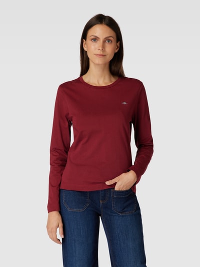 Gant Longsleeve mit Label-Stitching Modell 'SHIELD' Bordeaux 4