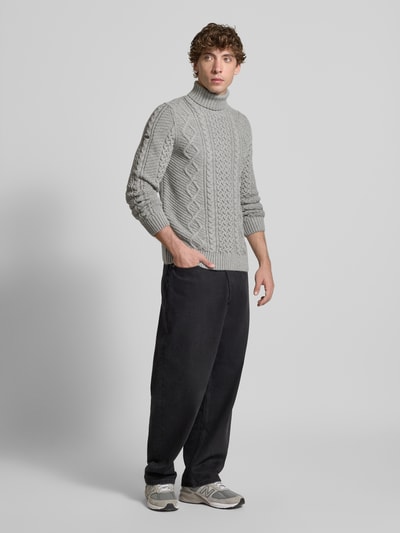 Superdry Strickpullover mit Zopfmuster Modell 'Jacob' Hellgrau 1