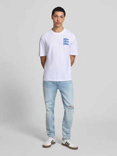 HUGO Blue męski t-shirt o kroju regular fit z czystej bawełny model 'NALIEN' Biały 1