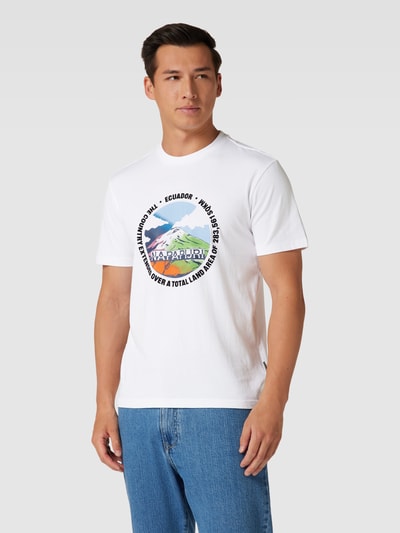 Napapijri T-shirt z nadrukiem z logo model ‘S-SANGAY’ Biały 4