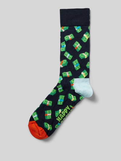 Happy Socks Socken mit Label-Print Dunkelblau 1