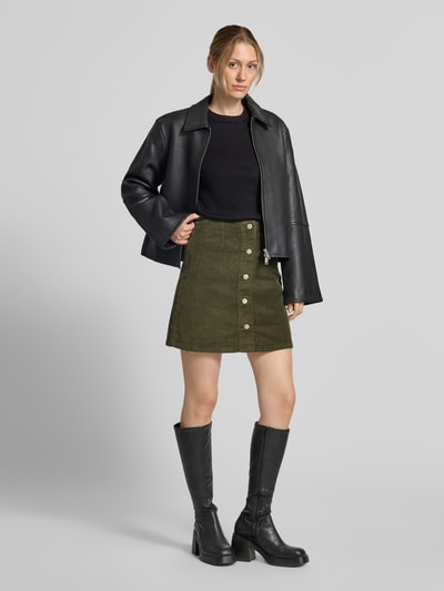 VERO MODA spódnica mini o kroju regular fit z mieszanki bawełny model 'ETTA' Ciemnozielony 1
