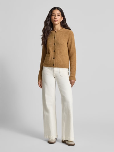 Marc O'Polo Sweter z dzianiny o kroju regular fit z mieszanki bawełny z dodatkiem wełny Camel 1